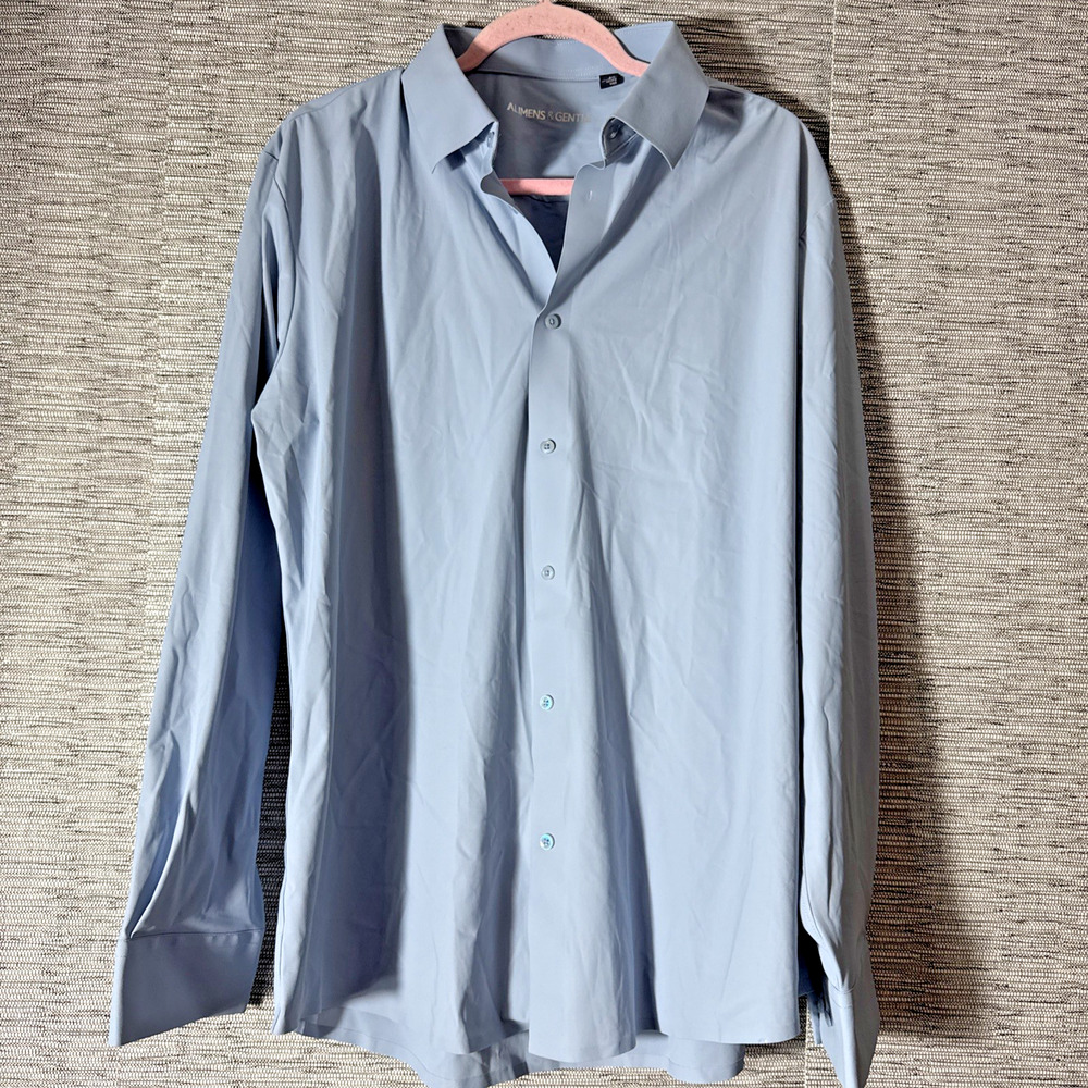 Alimens & Gentle Button Down LS Dress Shirt, Blue, XXL 2XL